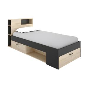 Cama con cabecero con compartimentos y cajones - 90 x 190 c…