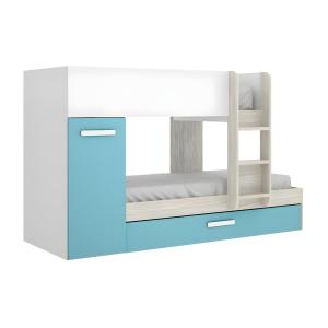 Litera con cama nido y compartimentos 3 x 90 x 190 cm - Bla…