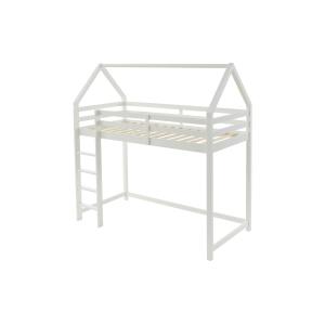 Cama alta cabaña 90 x 190 cm - Pino macizo - Blanco - TARZI…