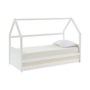 Cama nido cabaña 2 x 90 x 190 cm - Pino - Blanco - HURRA