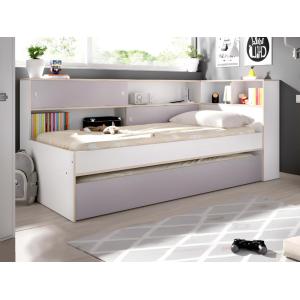 Cama nido con compartimentos - 90 x 190 cm - Blanco y gris…