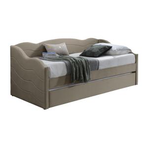 Cama nido 2 x 90 x 190 - Terciopelo - Beige - LENVIA