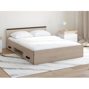 Cama con compartimentos 140 x 190 cm - 2 cajones y 1 estant…