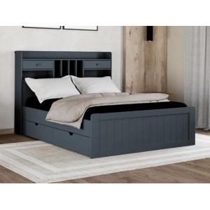 Estructura de cama con almacenaje - 140x190 cm - Pino gris…
