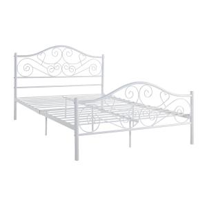 Cama - 160x200cm - Metal - Blanco - LEYNA