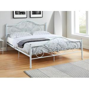 Cama - 160x200cm - Metal - Blanco - LEYNA