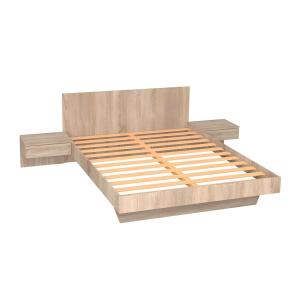 Cama con mesas de noche - 140 x 190 cm - Color natural - MA…