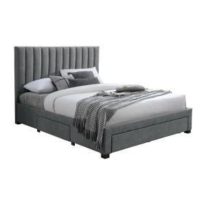 Cama con 3 cajones 160 x 200 cm - Tela - Gris - LIAKO