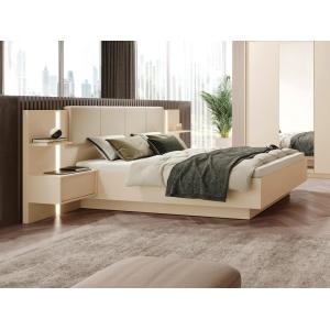 Cama con mesas de noche 160 x 200 cm - Con LEDS - Beige   S…