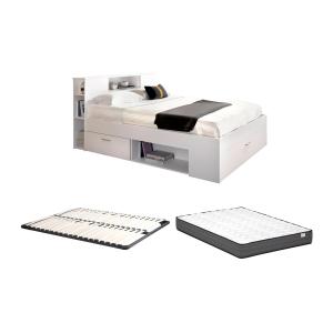 Cama con cabecero con compartimentos y cajones - 160 x 200…