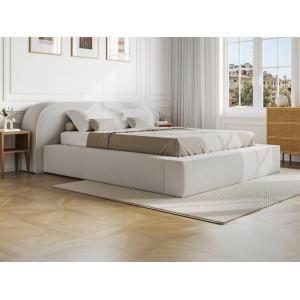 Cama baúl 160 x 200 cm - Terciopelo acanalado - Crema - LIR…