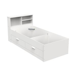 Cama BORIS con espacios de almacenaje - Blanco - 90x190cm