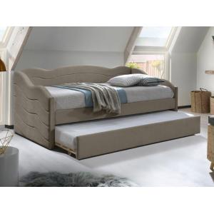 Cama nido 2 x 90 x 190 - Terciopelo - Beige - LENVIA