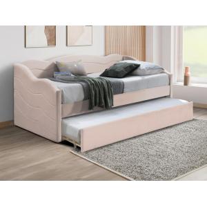 Cama nido 2 x 90 x 190 cm - Terciopelo - Rosa - LENVIA