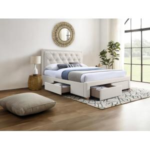 Cama con cajones 180 x 200 cm - Tela - Gris claro - LEOPOLD