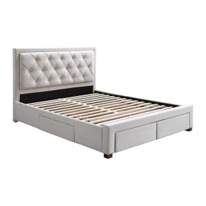 Cama con cajones 140 x 190 cm - Tela - Beige - LEOPOLD