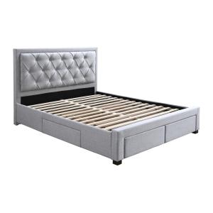 Cama con cajones 160 x 200 cm - Tela - Gris claro - LEOPOLD