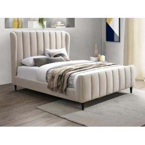 Cama de 140 x 190 cm - Tela con costuras verticales - Beige…