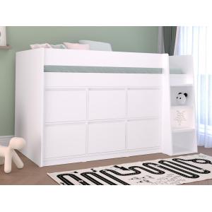 Cama alta 90 x 190 cm con 6 cajones - blanco - CAMALETI