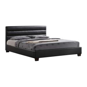 Cama 140 x 190 cm - Imitación piel - Negro - FAUSTIN