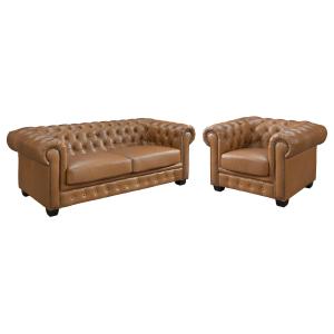 Sofá chesterfield 3 1 plazas BRENTON 100% piel de búfalo -…