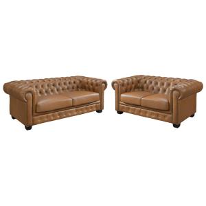 Sofá chesterfield 3 2 plazas BRENTON 100% piel de búfalo -…