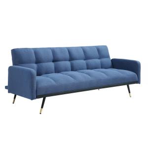 Sofá cama de 3 plazas de tela azul - ROREMA
