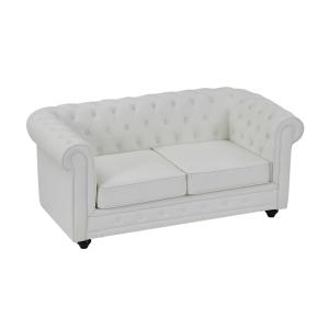 Sofá de 2 plazas de piel sintética blanco CHESTERFIELD