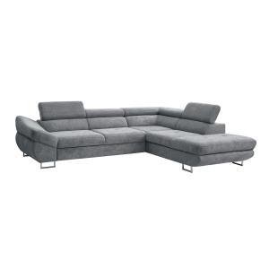 Sofá cama esquinero derecho de tela texturizada gris DALIAS