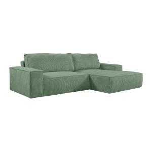Sofá rinconera derecho de pana verde almendra AMELIA