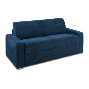 Sofá cama de 3 plazas de apertura rápida de pana azul - Cam…