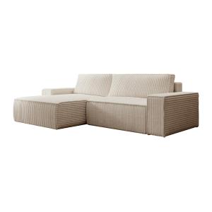 Sofá rinconera izquierda de pana color beige AMELIA