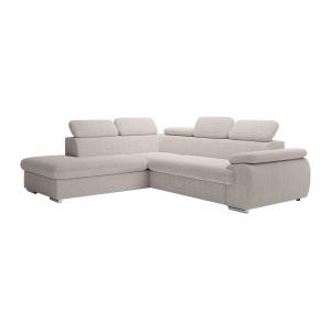 Sofá de esquina izquierda convertible en terciopelo beige F…