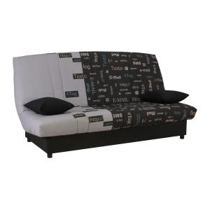 Sofá cama de tela estampada web negra FARWEST