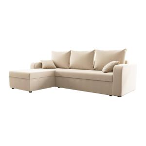 Sofá rinconera y reversible de tela beige ONABIA