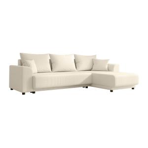 Sofá rinconera y reversible de pana beige NESSARO