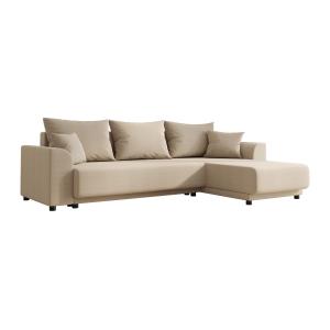 Sofá rinconera y reversible de tela beige NESSARO