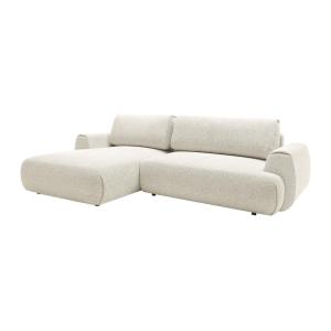 Sofá rinconera izquierda de tela texturizada beige MONELIA