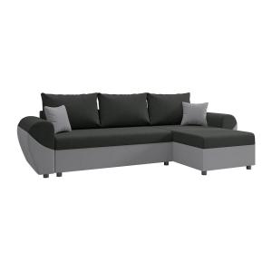 Sofá rinconera y reversible de tela negra y gris LIERNO