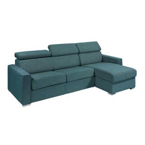 Sofá cama esquinero reversible tipo italiano de tela azul -…