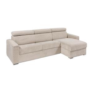 Sofá cama esquinero reversible de pana beige - Colchón de l…