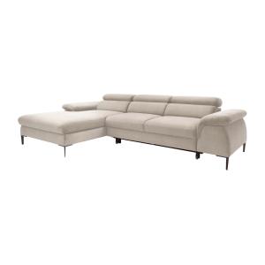 Sofá cama esquinero izquierda de terciopelo beige SEPINA de…