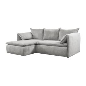 Sofá cama rinconera de terciopelo de canalé gris claro TEOD…