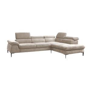 Gran sofá cama esquinero derecho de terciopelo beige SEPINA…
