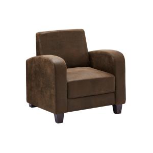 Sillón de club de microfibra marrón aspecto cuero envejecid…