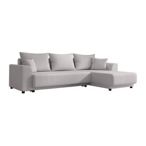 Sofá rinconera y reversible de pana gris claro NESSARO