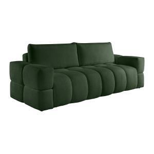 Sofá de 3 plazas convertible en tela de bouclé verde ISSORO…