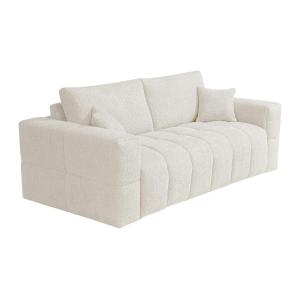 Sofá cama de 4 plazas de tela rizada beige - Cama de 160 cm…