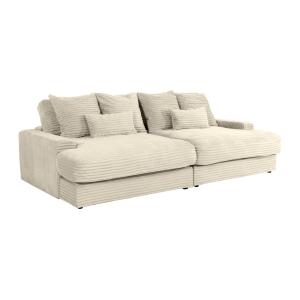 Sofá 4 plazas con asiento profundo de pana en color beige C…