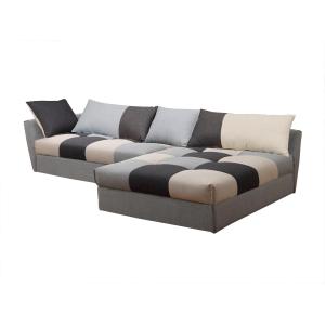 Sofá cama rinconero de tela ROMANE - Negro y gris - Ángulo…